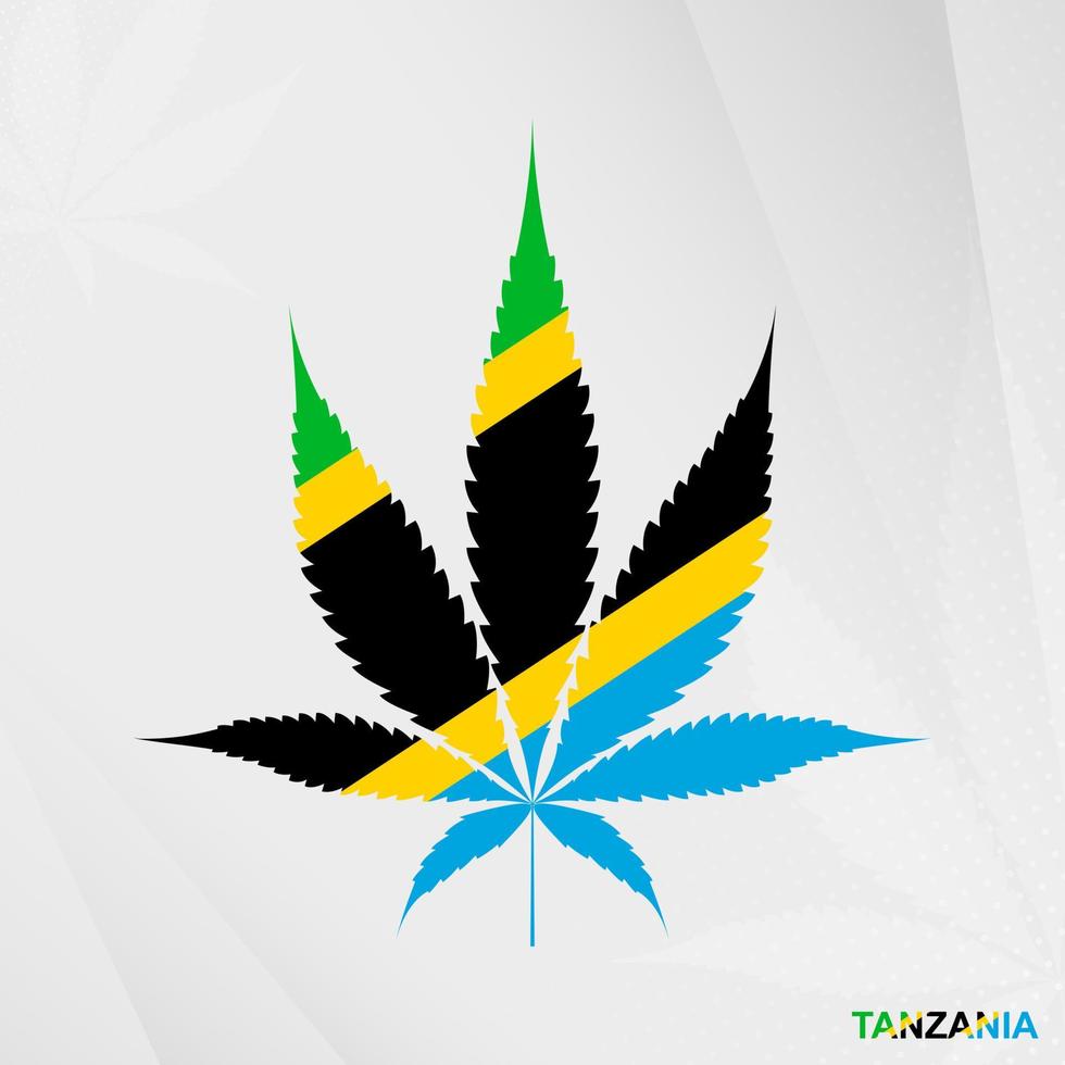 Flag of Tanzania in Marijuana leaf shape. The concept of legalization Cannabis in Tanzania. vector