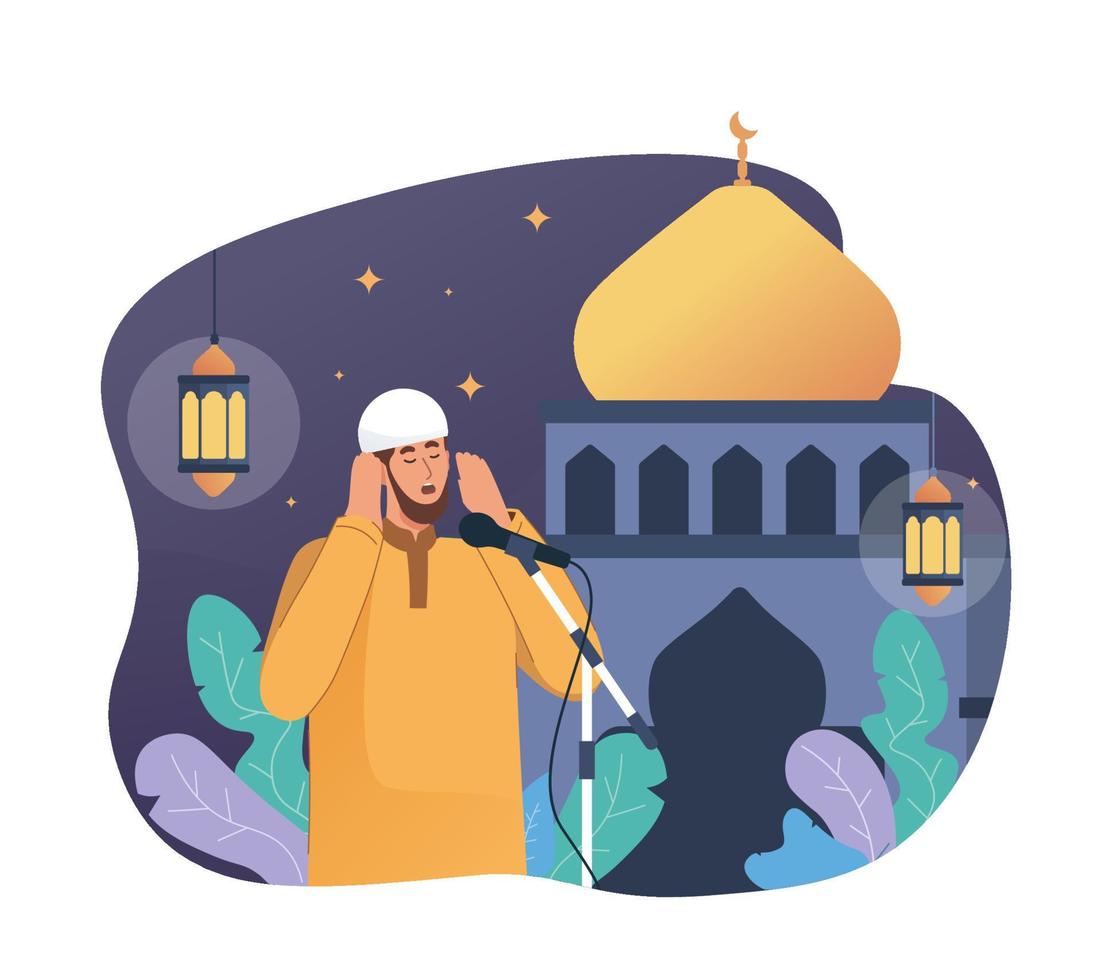 Muslim call to prayer azan vector