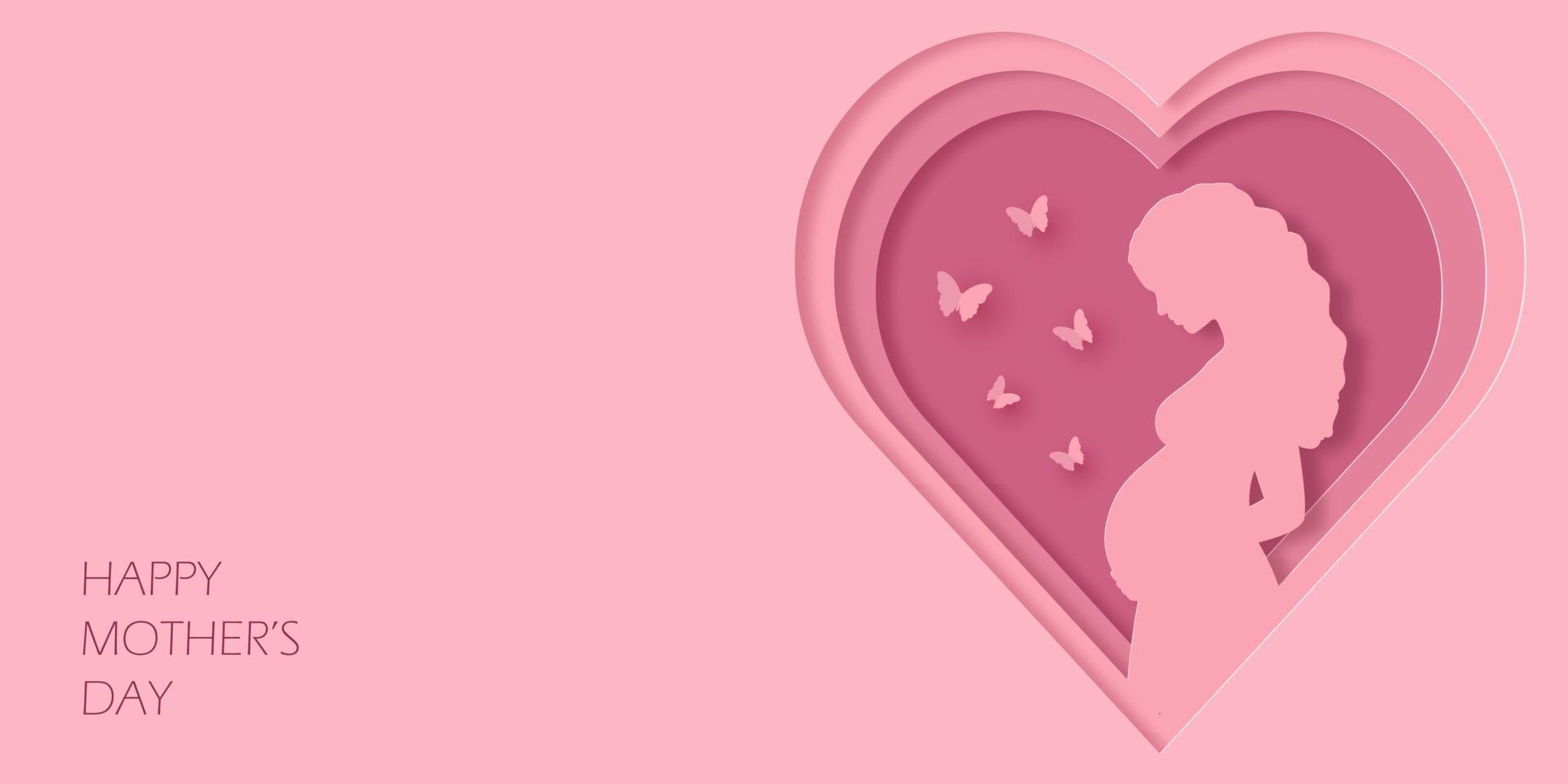 Paper art and kraft style greeting card for Happy Mother's Day. vector