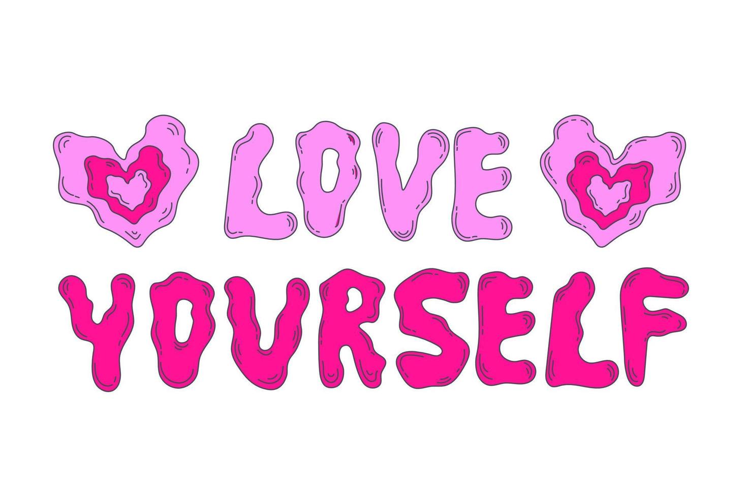 Love Yourself psychedelic inscription vector