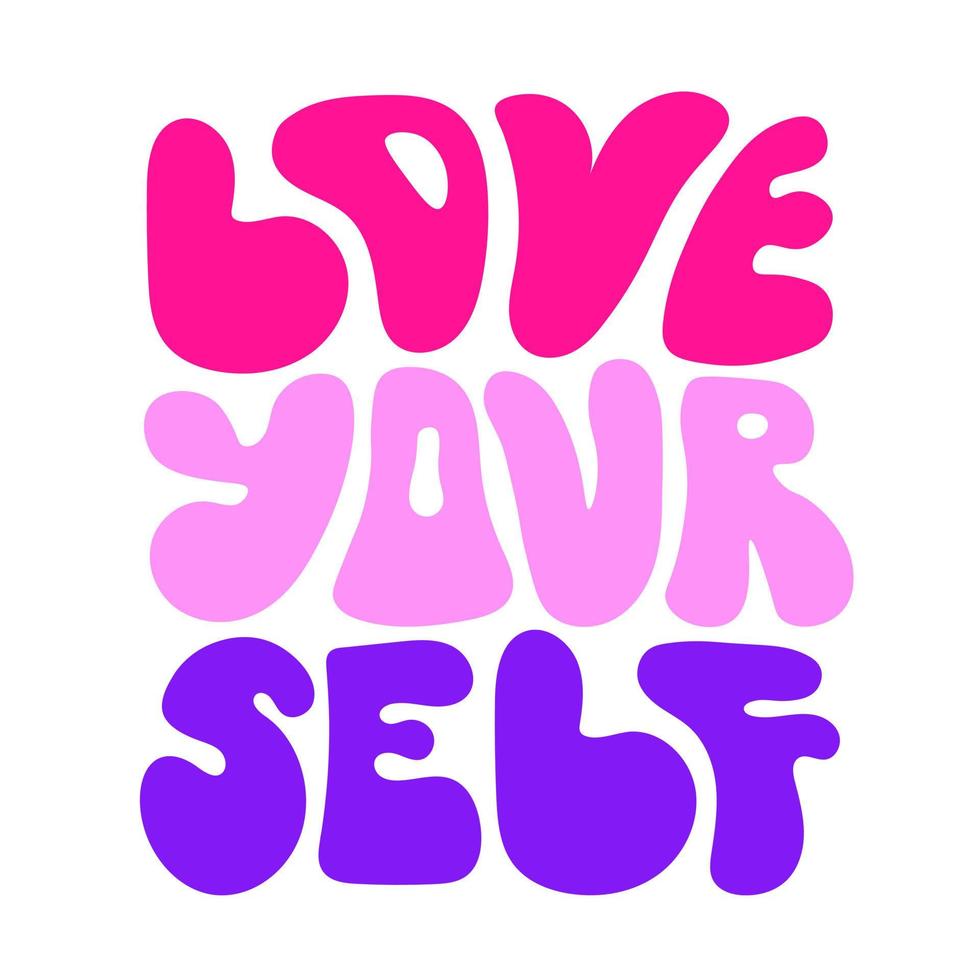 Love Yourself groovy lettering vector