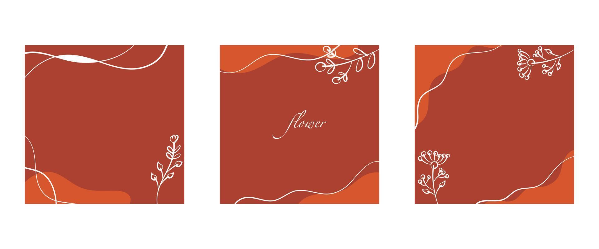 Abstract square background set Summer concept. Banner template with tropical leaves for social media post, mobile app, web, summer sale, promotional content. Vector illustration