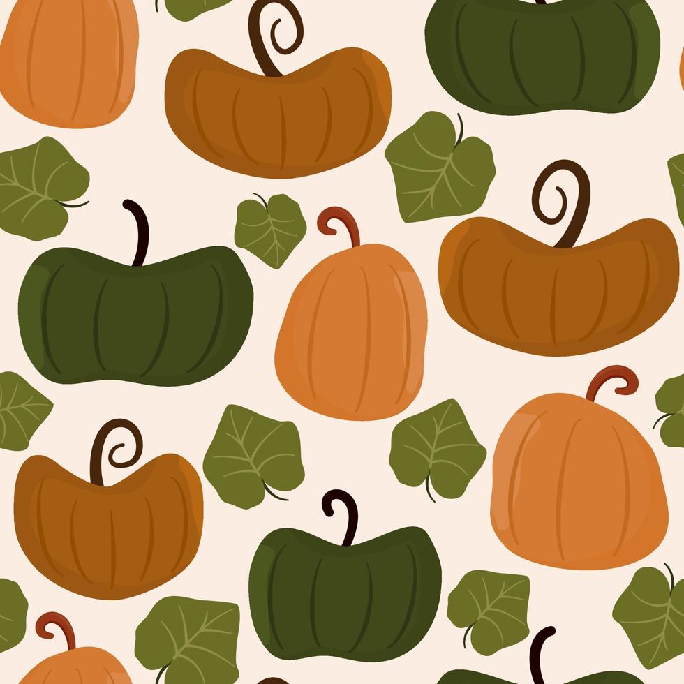 linda resumen otoño sin costura vector modelo antecedentes ilustración con vistoso calabazas y otoño hojas