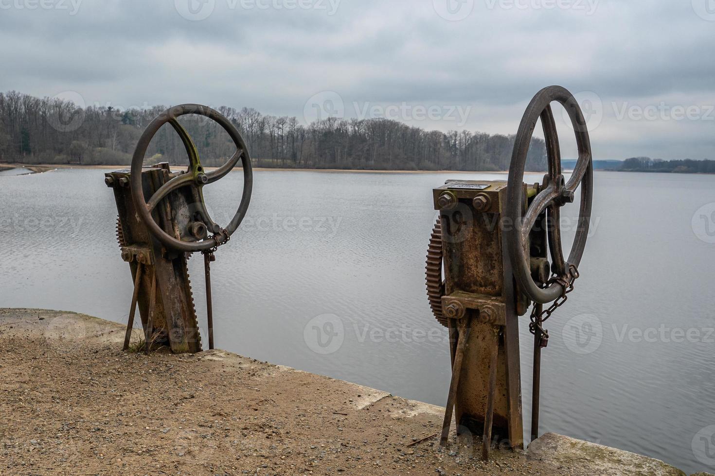 Floodgate on the pond, Trebon, Czech Republic. Floodgate valve. photo