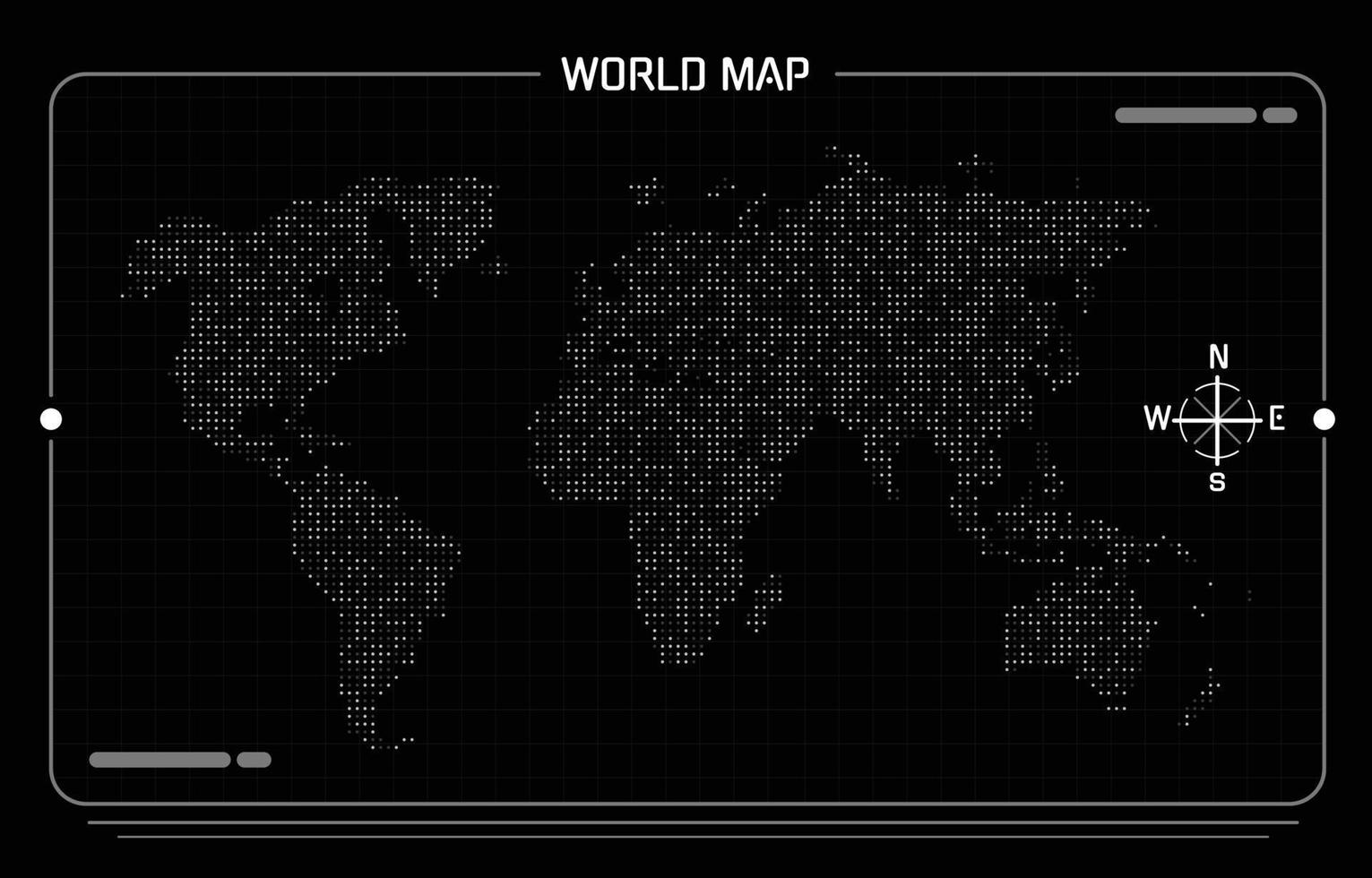 mundo mapa en negro y blanco puntos vector