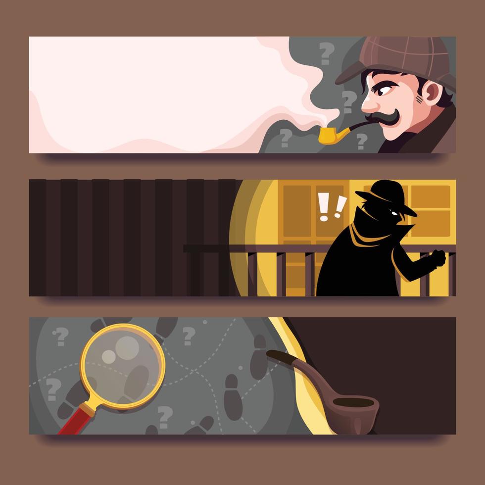 Detective Concept for Banner Set vector