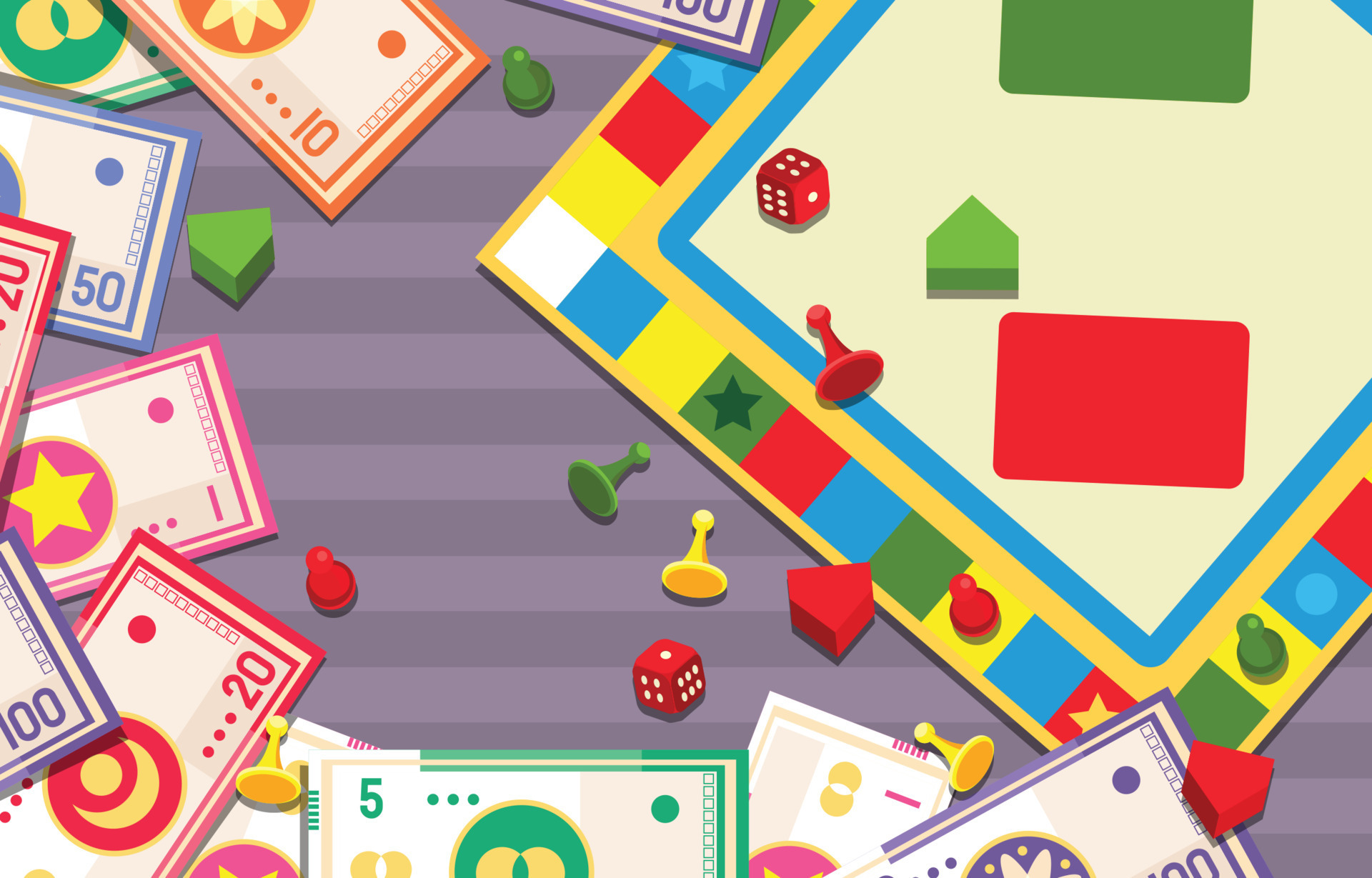 Board Game With Items Scattered in The Background 21965946 Vector Art