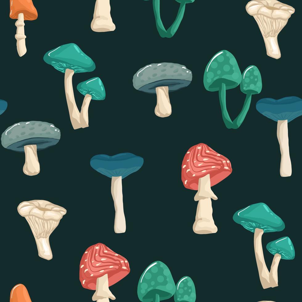 mushroom seamless pattern with white dots on green background, Colorful background for printing brochure, poster, card, print, textile,magazines, sport wear. geometric Modern trendy design. vector