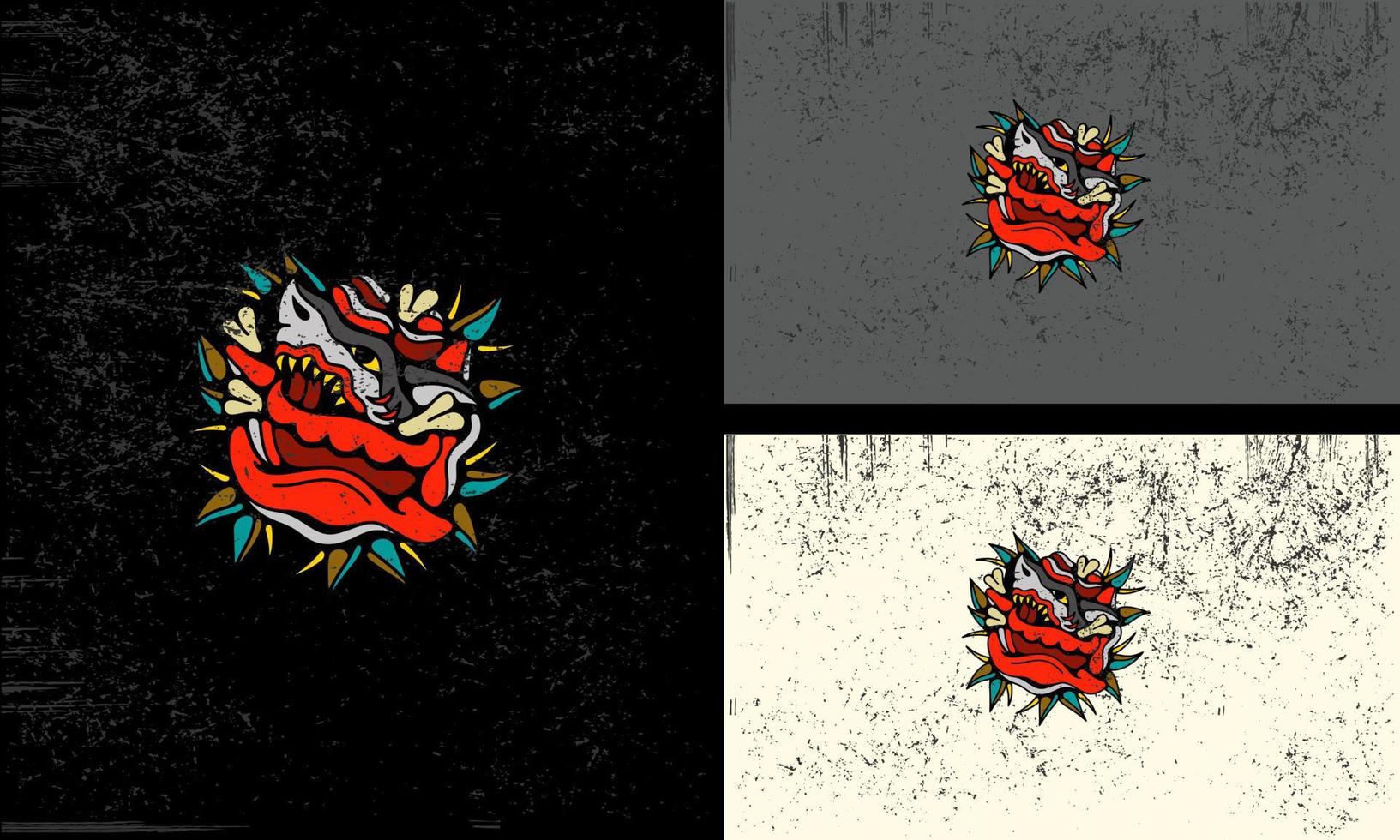 Vector of a fierce red dragon head with sharp spikes