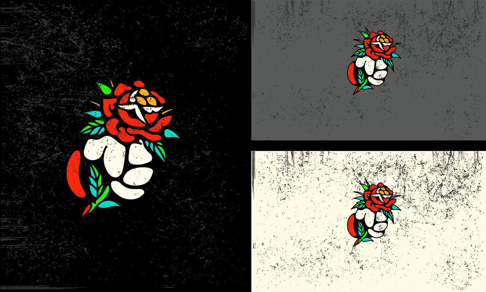 Vector of a Red Rose with Green Leaves on a Black Background