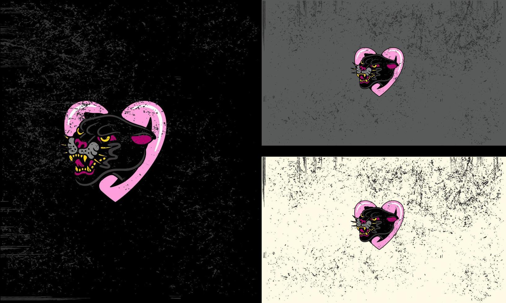 Vector of a cute black cat sitting on a pink heart