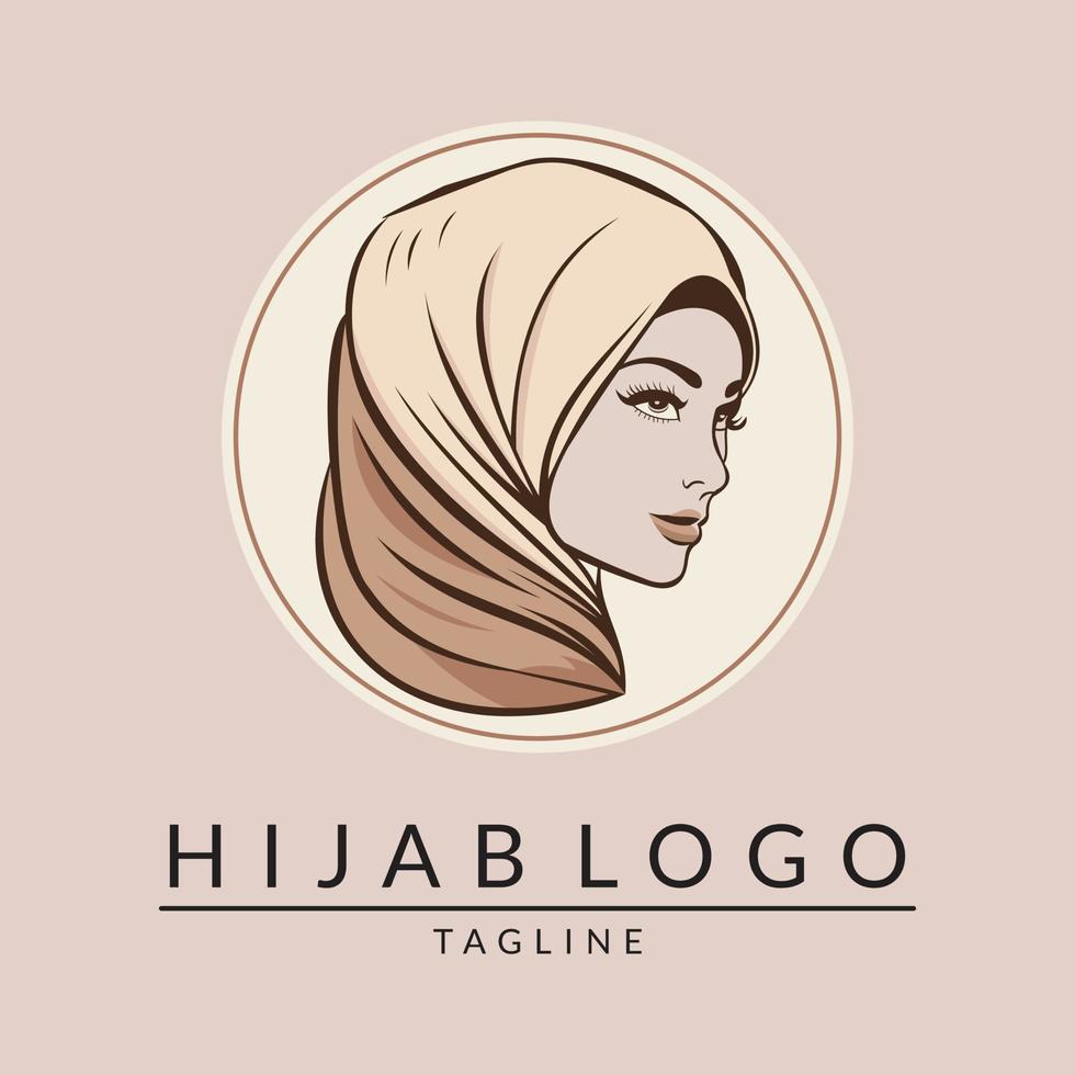 Muslim woman with hijab logo vector illustration design