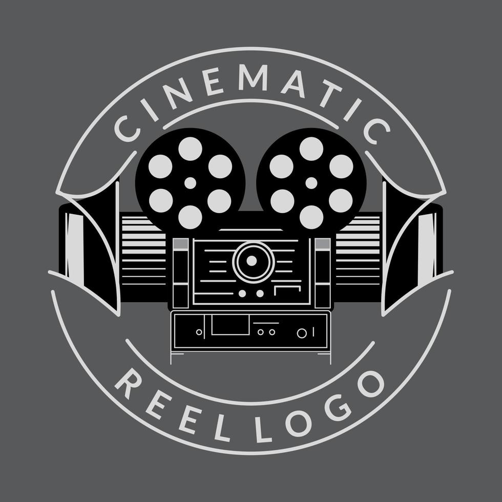 cámara cinematográfico carrete emblema logo vector