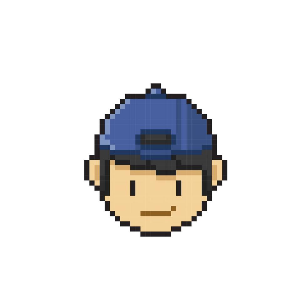 boy wearing cap in pixel art style vector