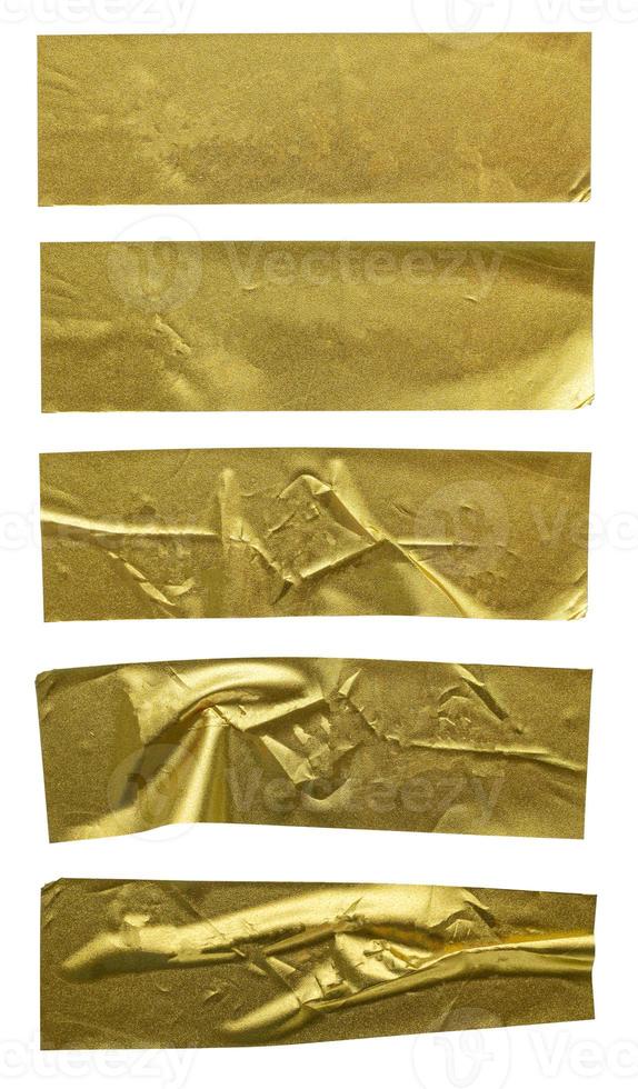 Gold glitter tape strip sticker set isolated on white background photo