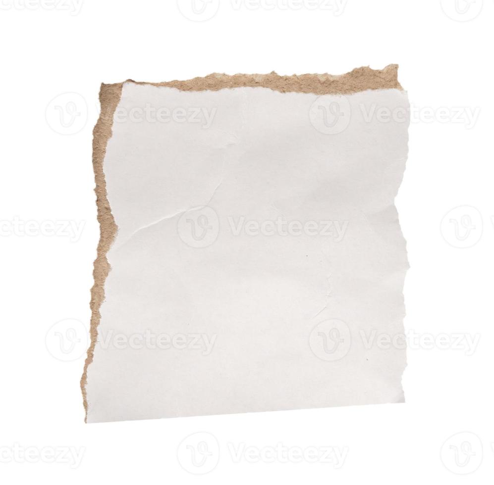 piece of white paper tear isolated on white background photo