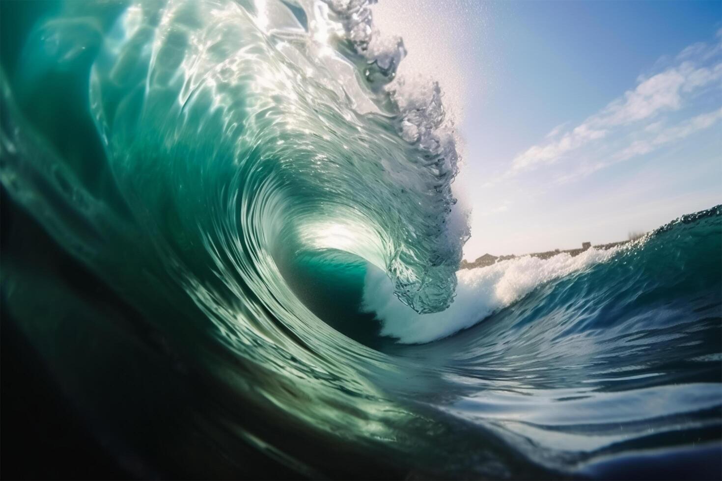 Sea water ocean wave, inside view. photo