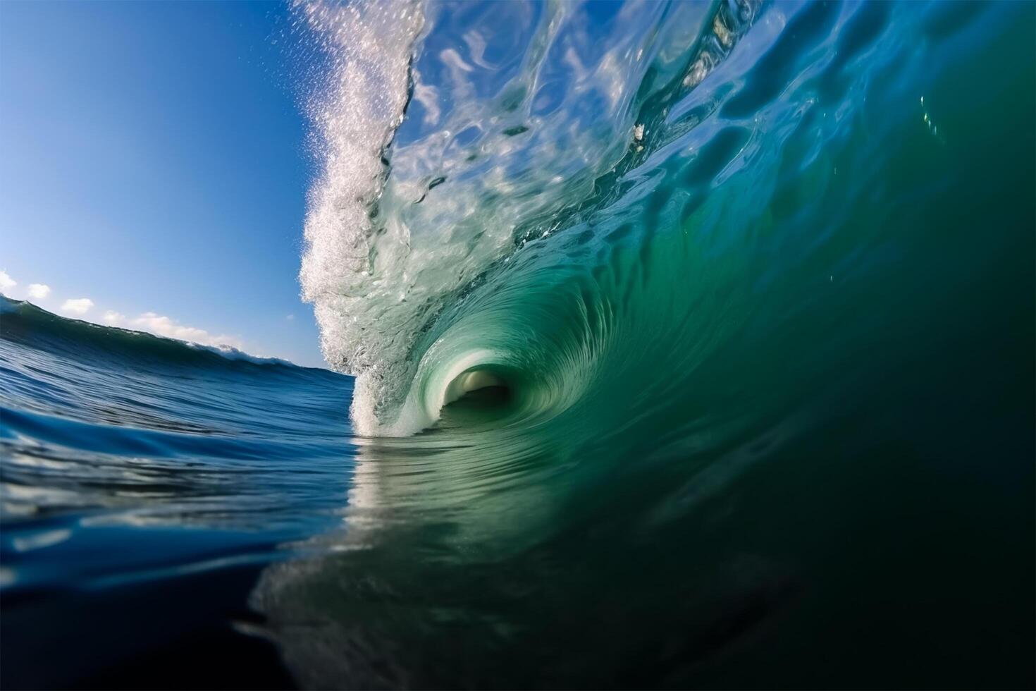 Sea water ocean wave, inside view. photo