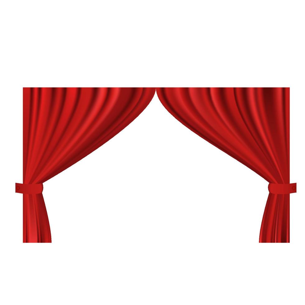 cine con cortinas y audiencia. espacio a sitio cualquier cosa en escenario. rojo cortina y sentar teatral sillas y Espere para el comienzo de el actuación. vector