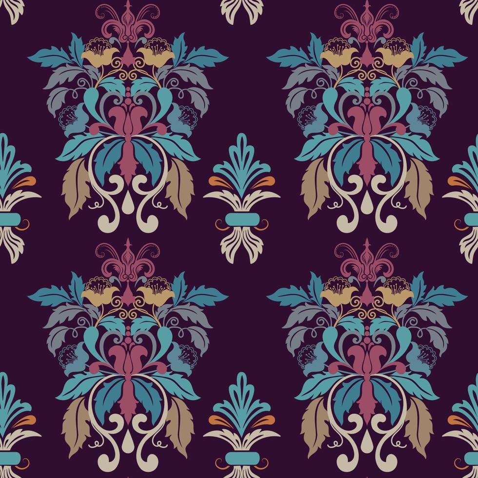 Damask seamless pattern colorful background. vector