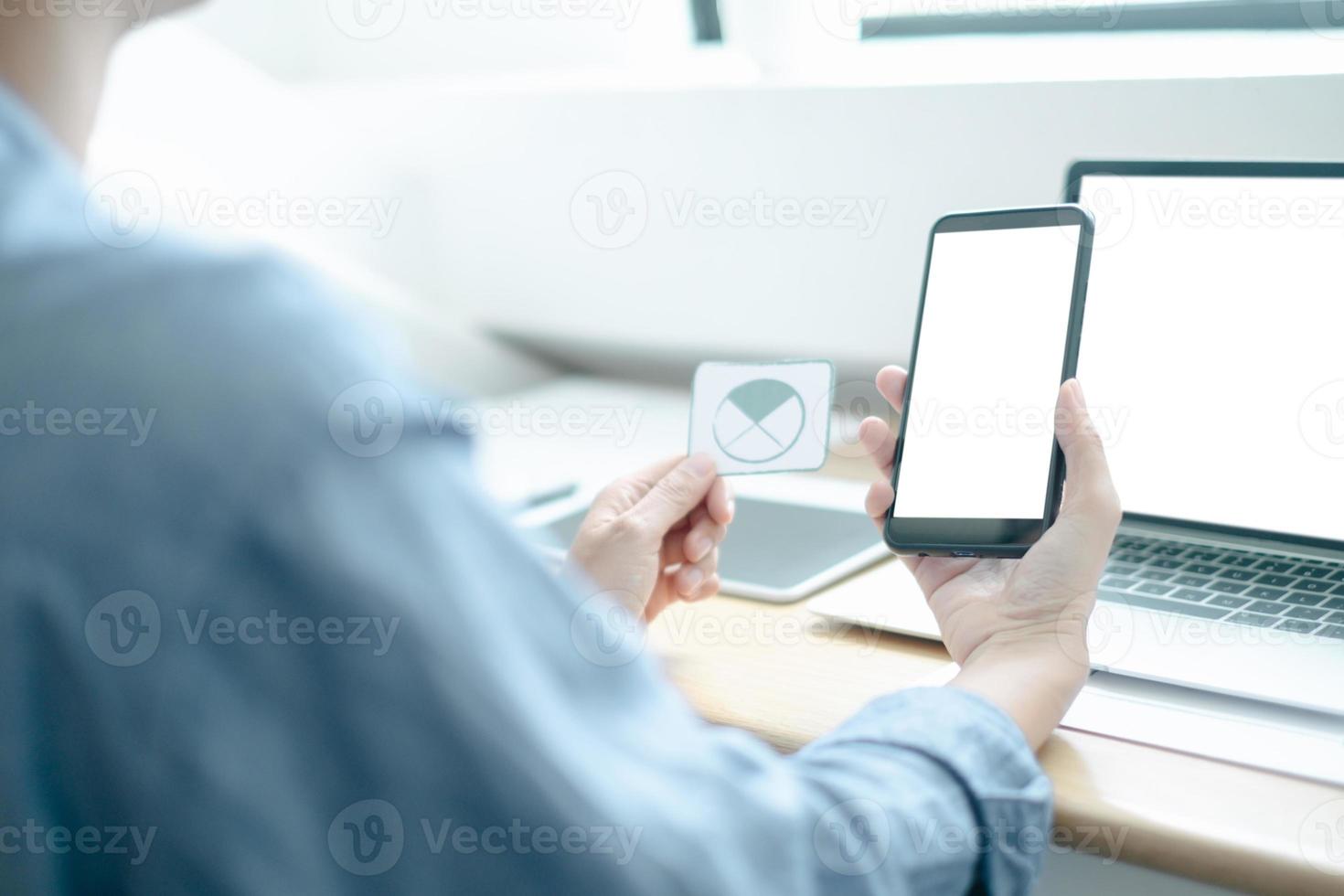 Mockup image of ux graphic designer creative smartphone application process development interface for web mobile phone, mockup concept photo