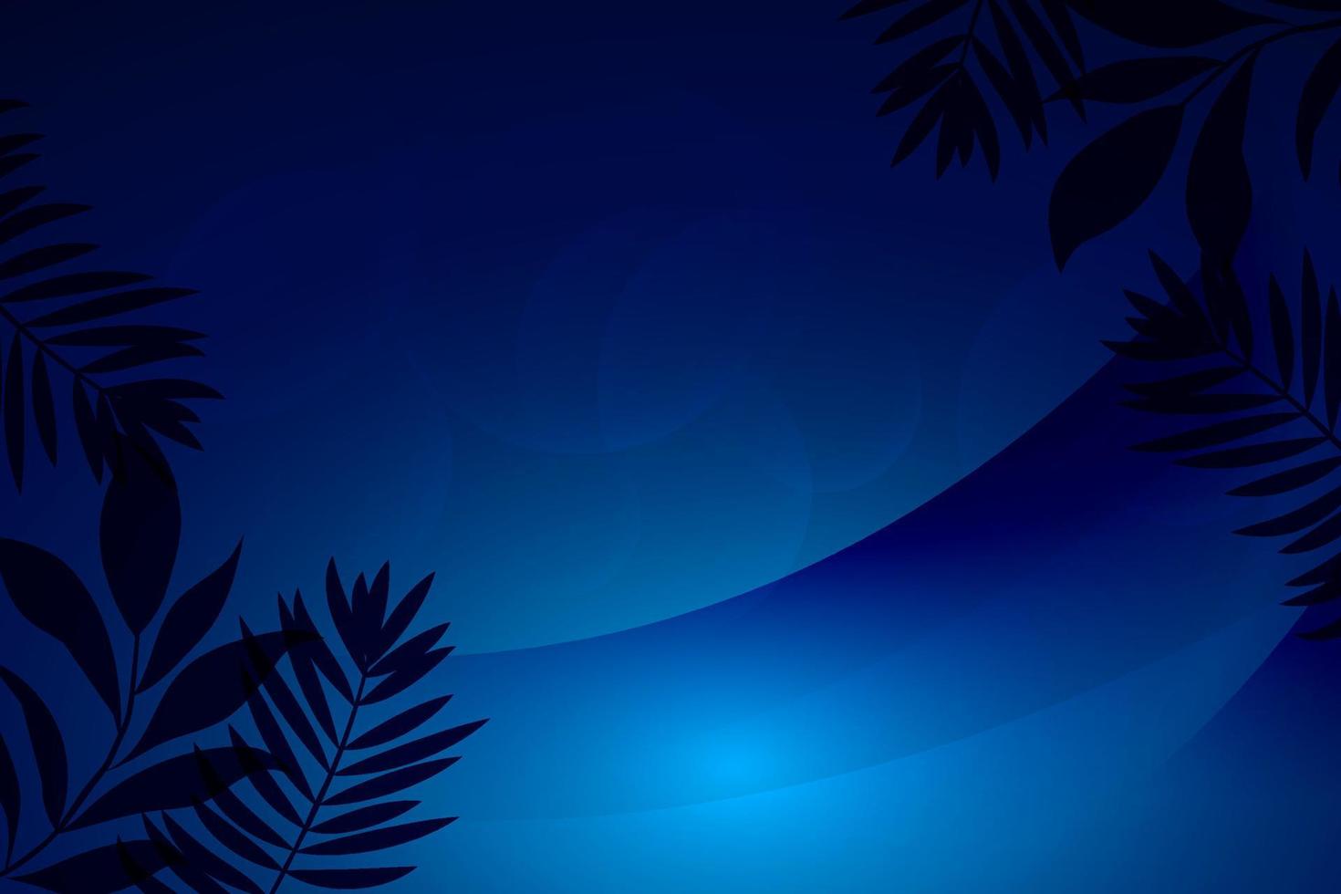 Dark green tropical realistic leaves isolated on purple blue gradient background vector