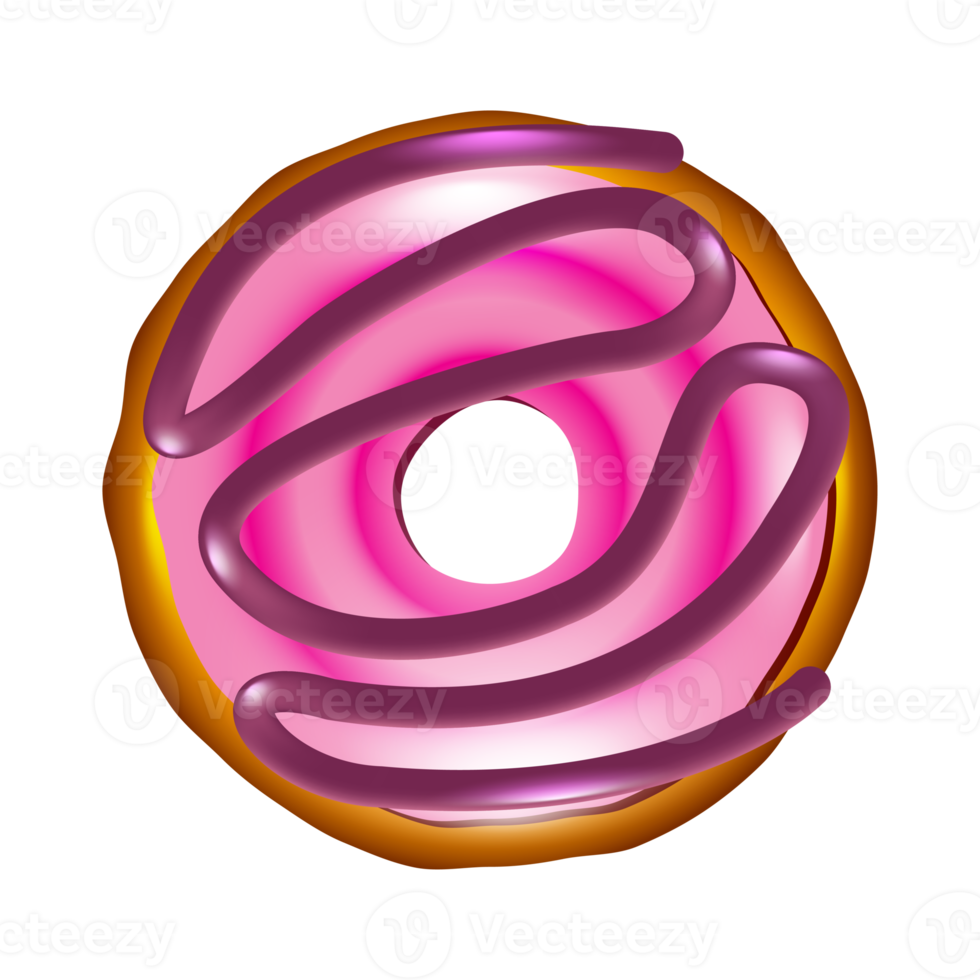 Realistic donut cake icon. Doughnut desserts with chocolate cream icing and sprinkles. png