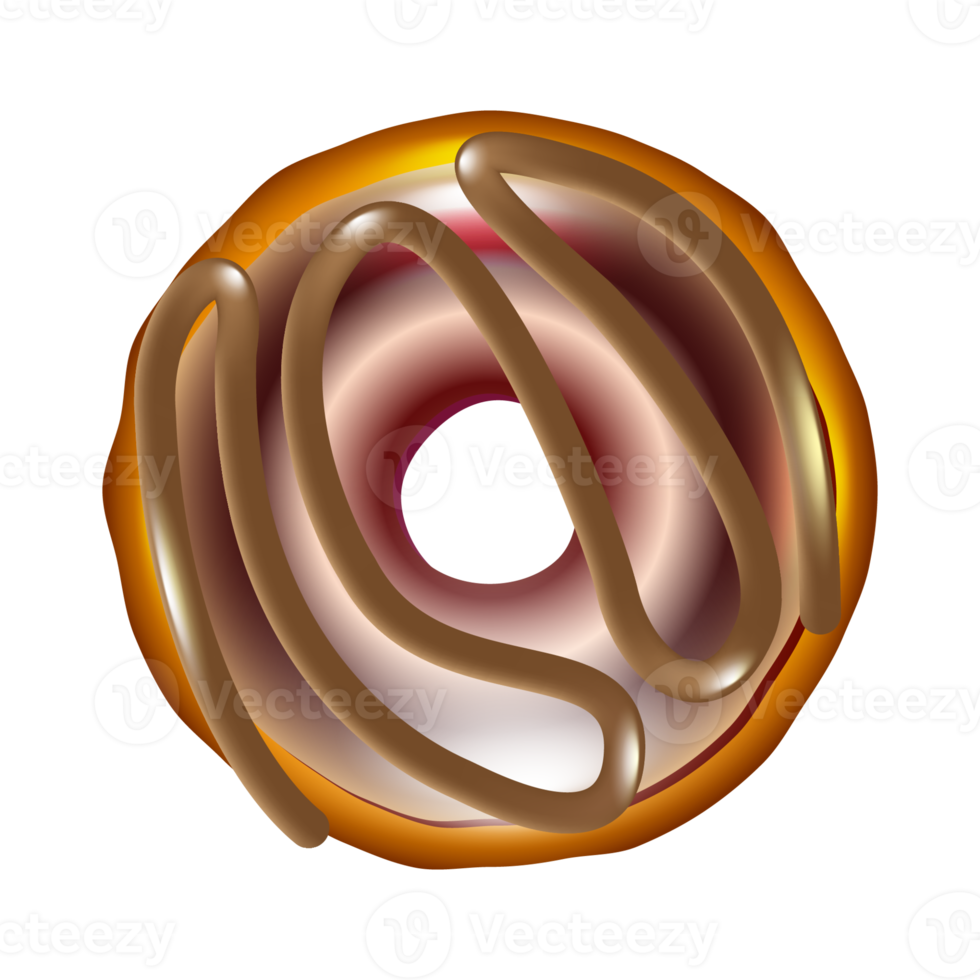 Realistic donut cake icon. Doughnut desserts with chocolate cream icing and sprinkles. png