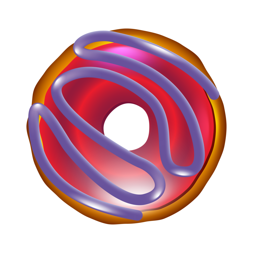 Realistic donut cake icon. Doughnut desserts with chocolate cream icing and sprinkles. png