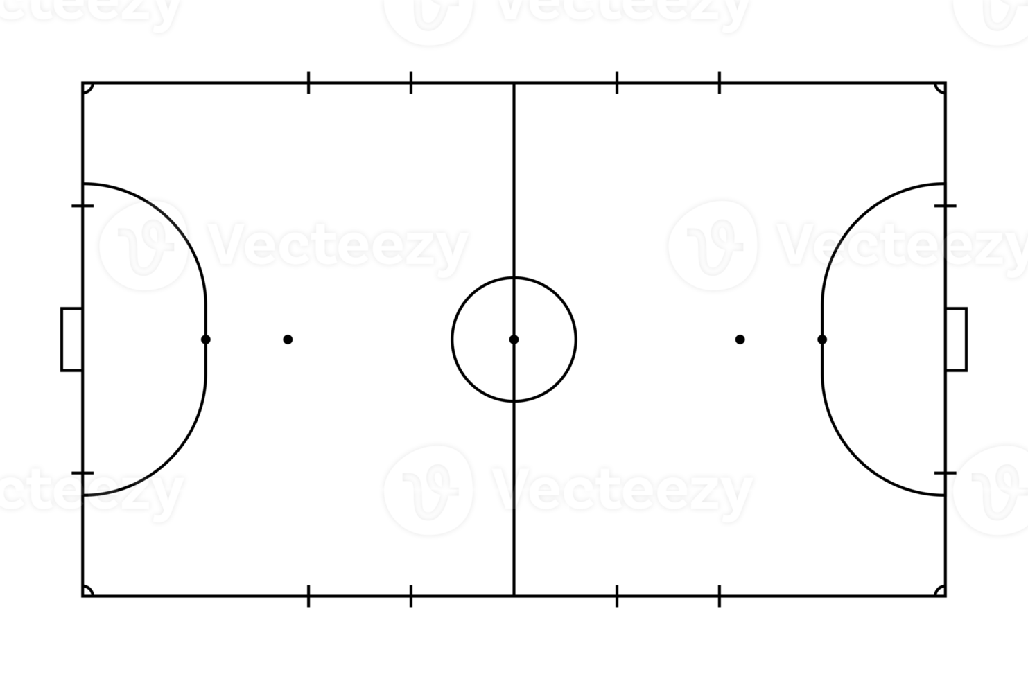 Futsal court or Indoor Soccer Field Layout for Illustration, Pictogram, Infographic, Background or for Graphic Design Element. Format PNG