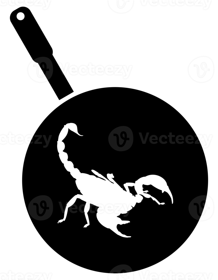 escorpión en el pan silueta para extraño o extremo o exótico alimento, tradicional comida en asiático país, culinario firmar para icono símbolo, aplicaciones, pictograma, logo, sitio web, o gráfico diseño elemento. png