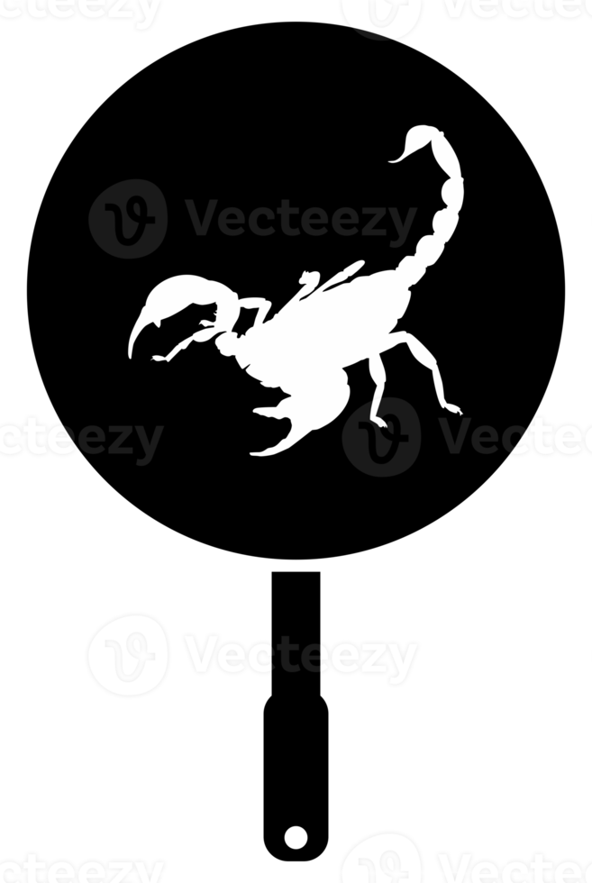 Scorpion on the Pan Silhouette for Bizarre or Extreme or Exotic Food, Traditional Food in Asian Country, Culinary Sign for Icon Symbol, Apps, Pictogram, Logo, Website, or Graphic Design Element. PNG