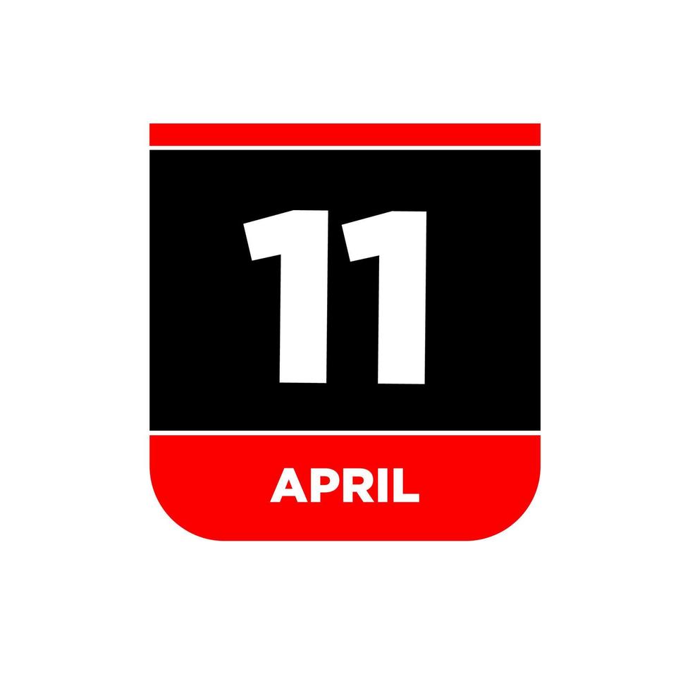 11th April vector icon. 11 April calendar.