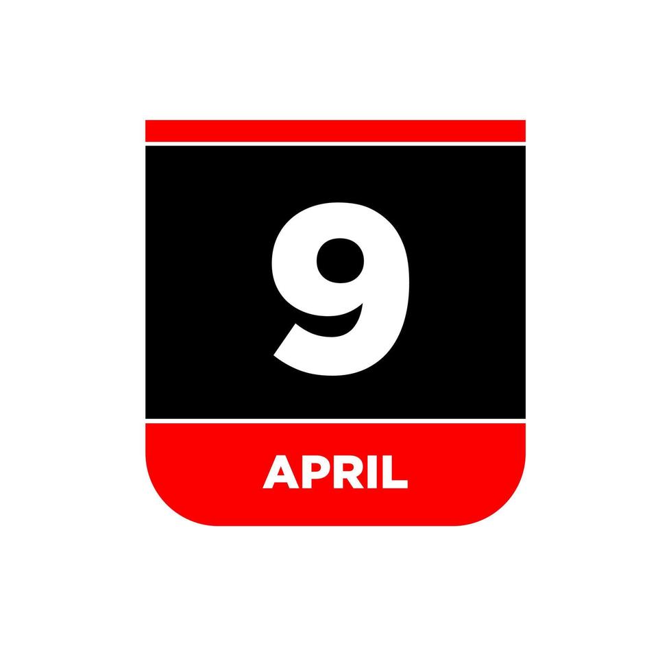 9th April vector icon.9 April calendar.