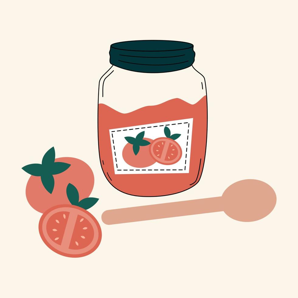 mason jar with tomato sauce vector