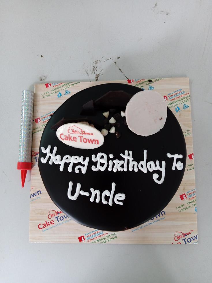 Chocolate flavour birthday cake photo. photo