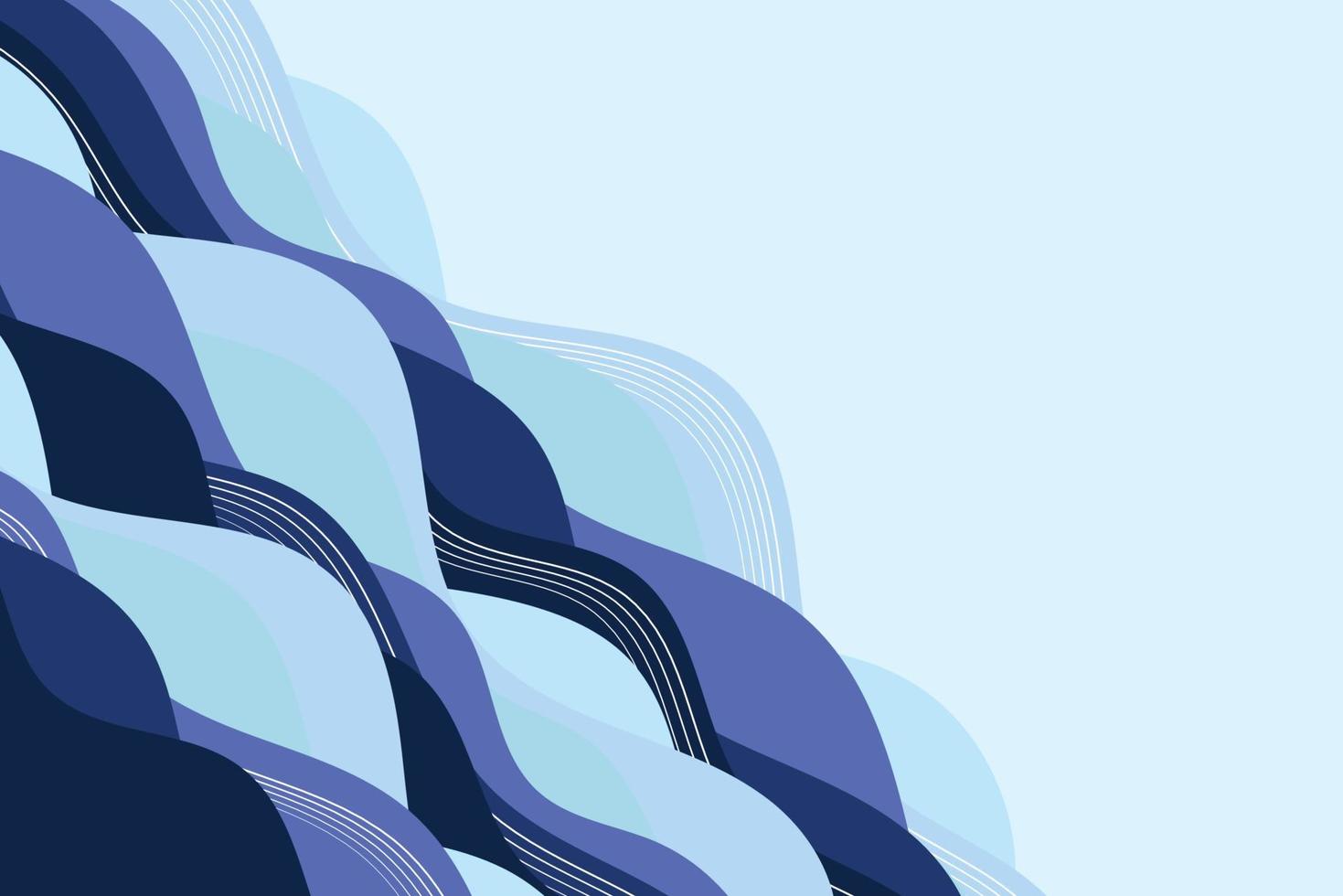 Blue wave water sea line pattern background design. Cold colors. Vector illustration
