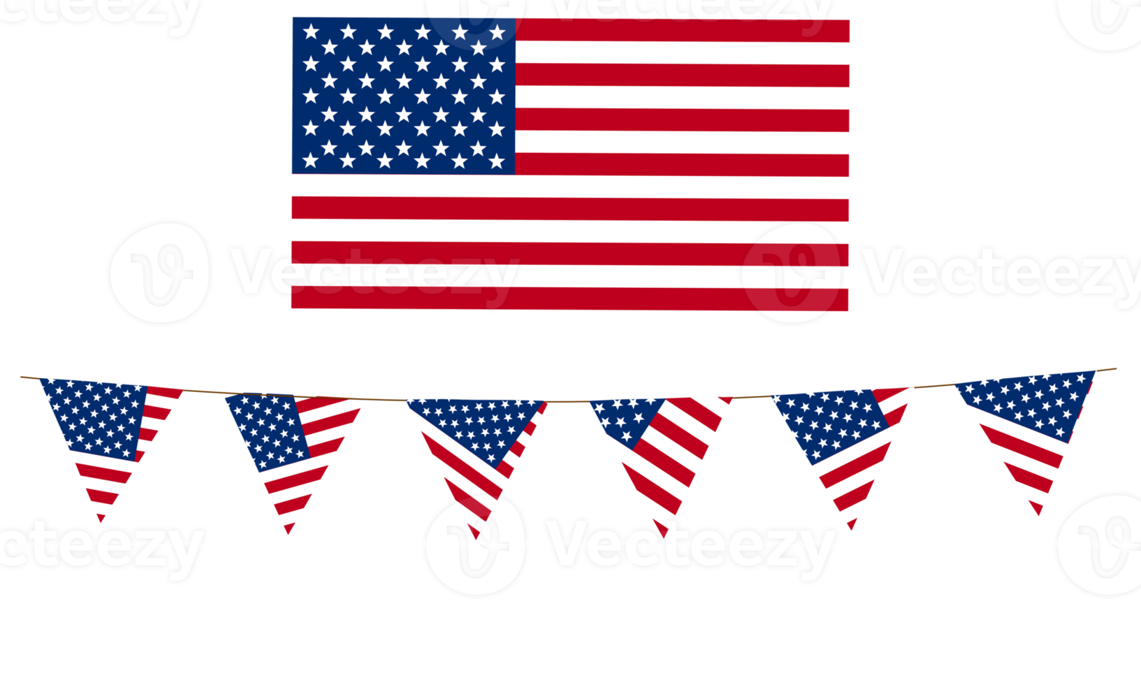 Hanging flag decorated with American national pattern transparency png