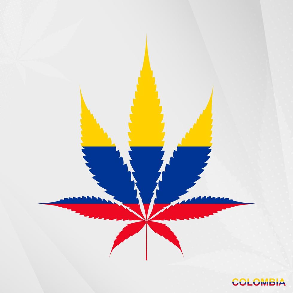 bandera de Colombia en marijuana hoja forma. el concepto de legalización canabis en Colombia. vector