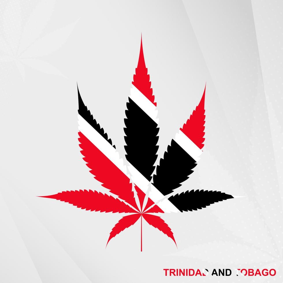 Flag of Trinidad and Tobago in Marijuana leaf shape. The concept of legalization Cannabis in Trinidad and Tobago. vector