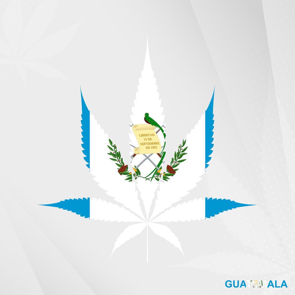 Flag of Guatemala in Marijuana leaf shape. The concept of legalization Cannabis in Guatemala. vector