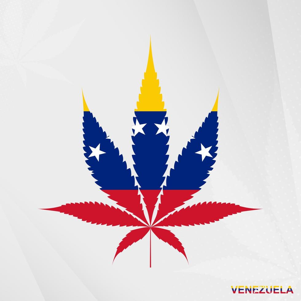 Flag of Venezuela in Marijuana leaf shape. The concept of legalization Cannabis in Venezuela. vector