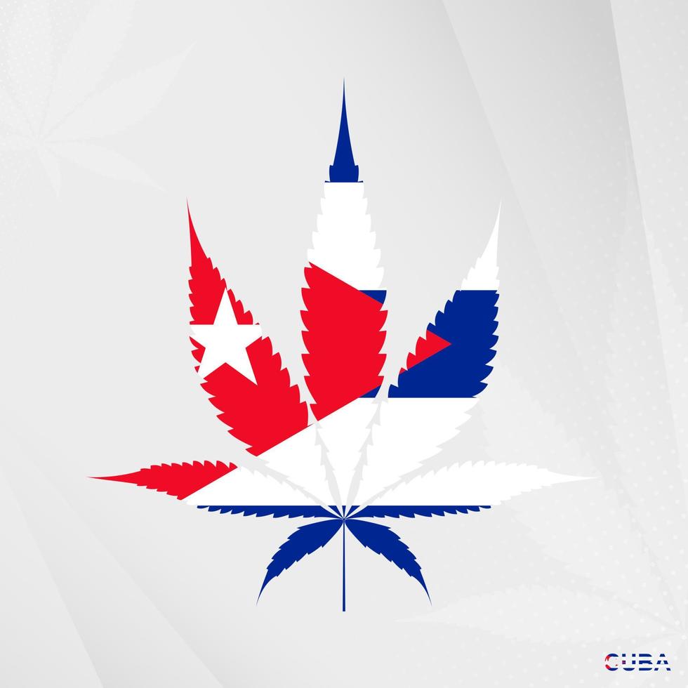 bandera de Cuba en marijuana hoja forma. el concepto de legalización canabis en Cuba. vector