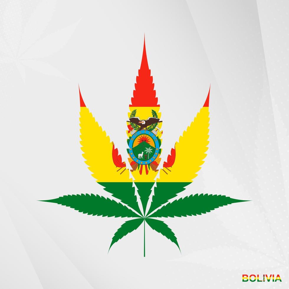 Flag of Bolivia in Marijuana leaf shape. The concept of legalization Cannabis in Bolivia. vector