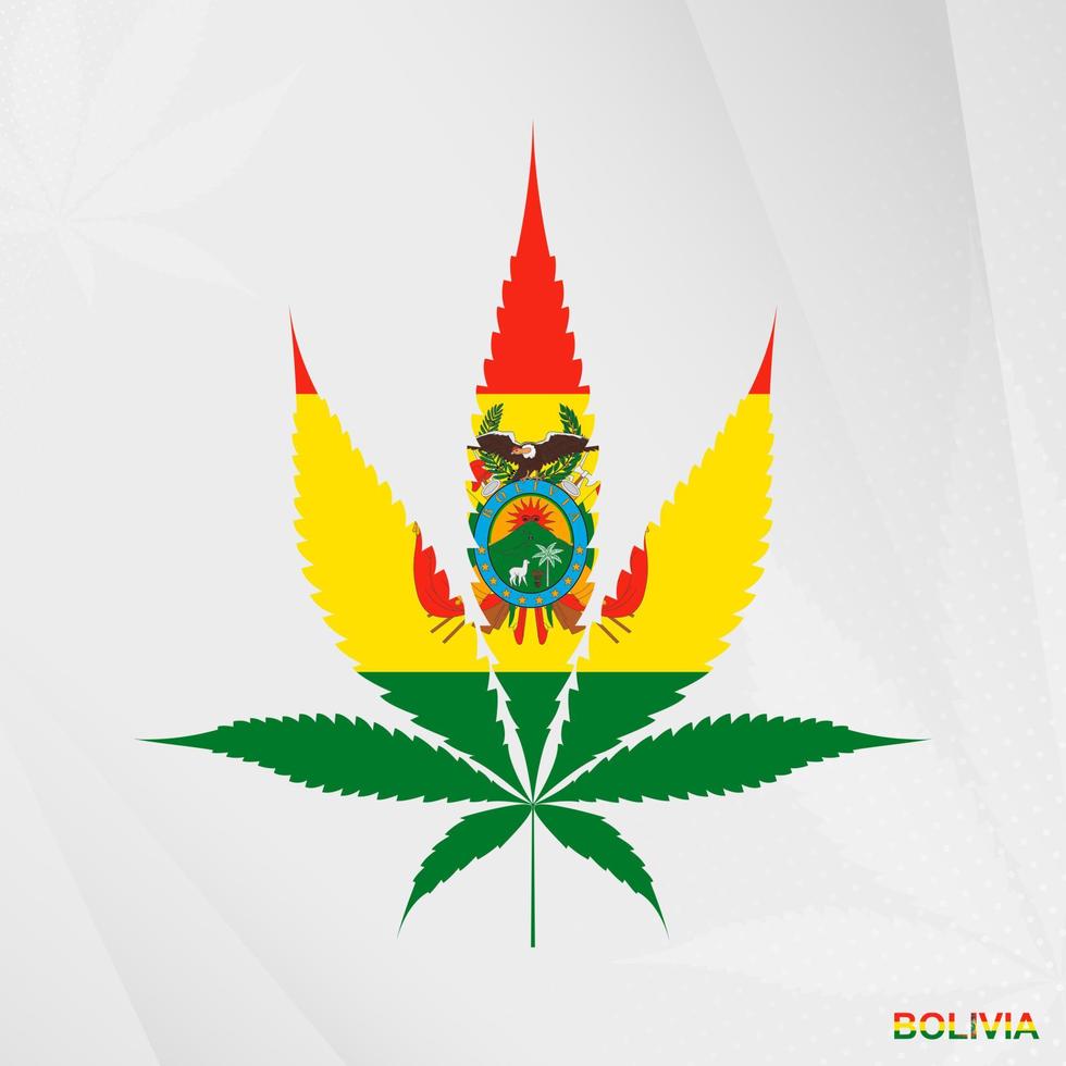 bandera de bolivia en marijuana hoja forma. el concepto de legalización canabis en Bolivia vector