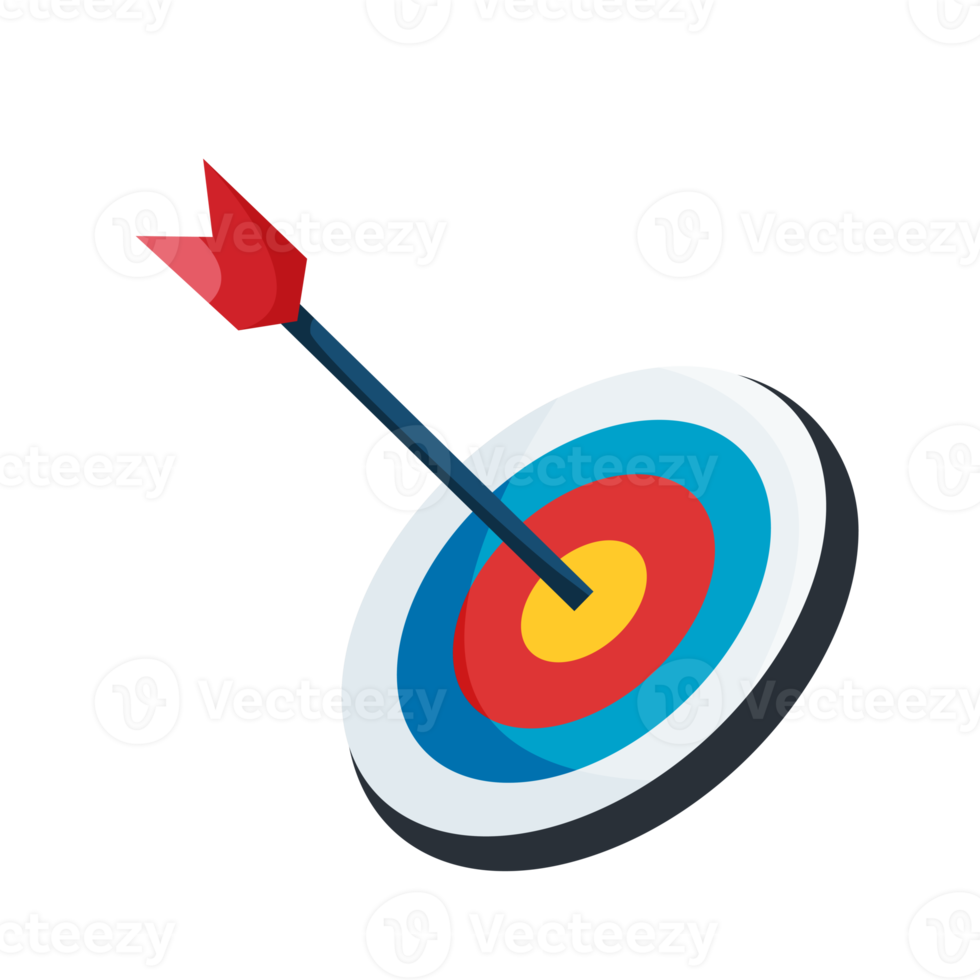 Archery target. Goal achieve concept png