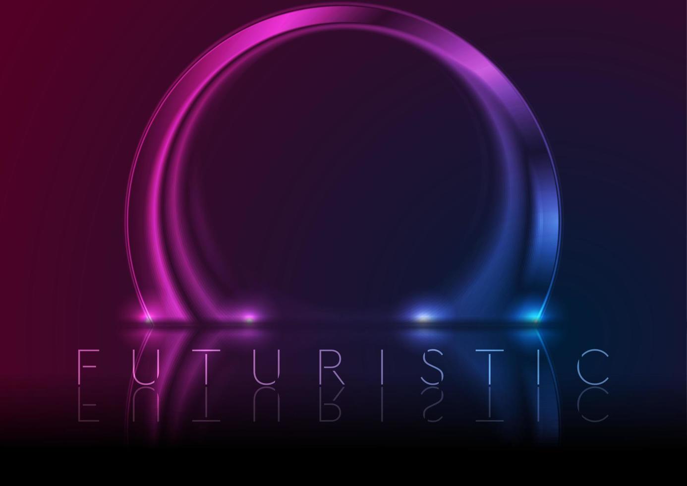 Blue ultraviolet neon glowing circle arch technology modern background vector