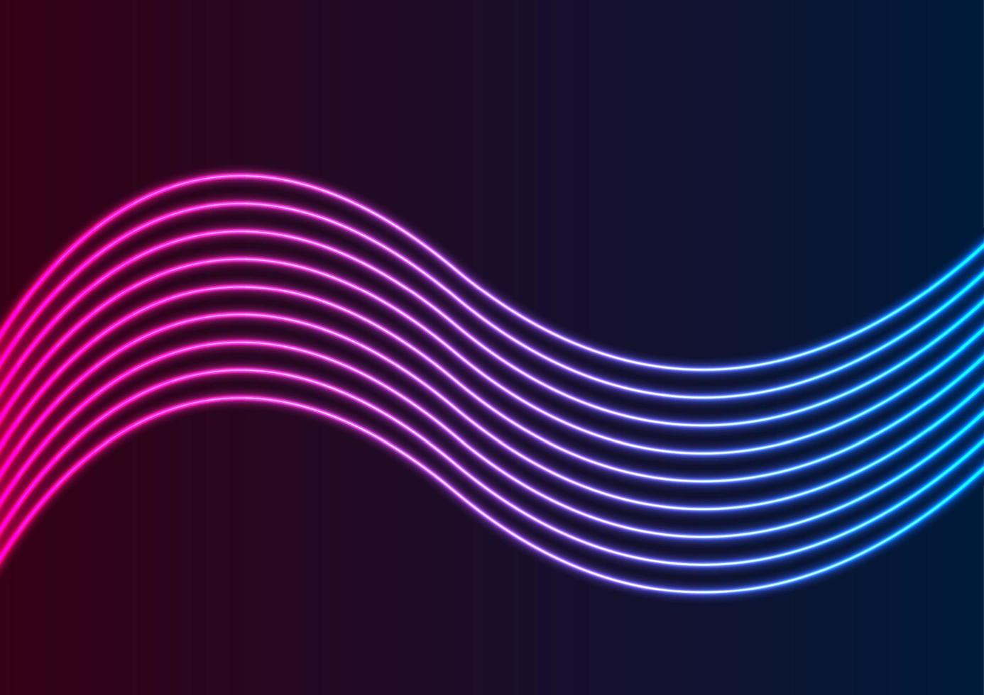 Blue ultraviolet neon curved wavy lines abstract background vector