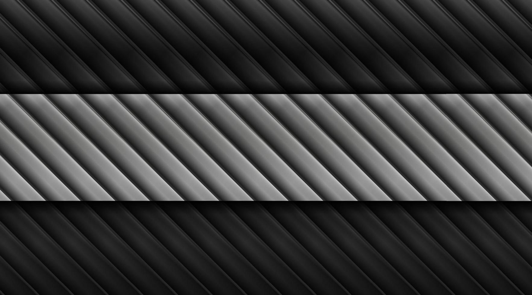 Geometric tech black glossy and silver metallic stripes abstract background vector