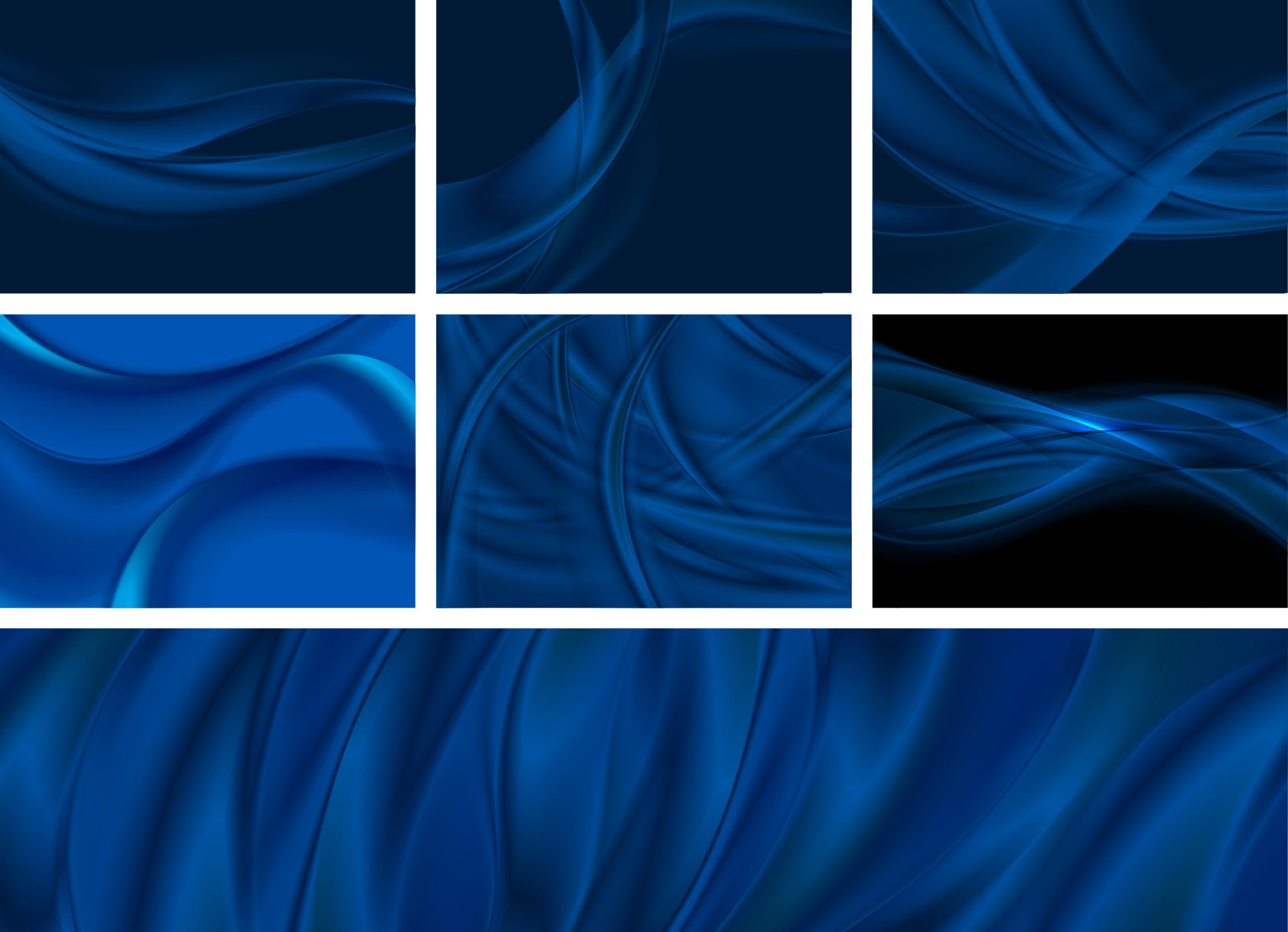 Set of dark blue abstract smooth waves backgrounds 21968412 Vector Art